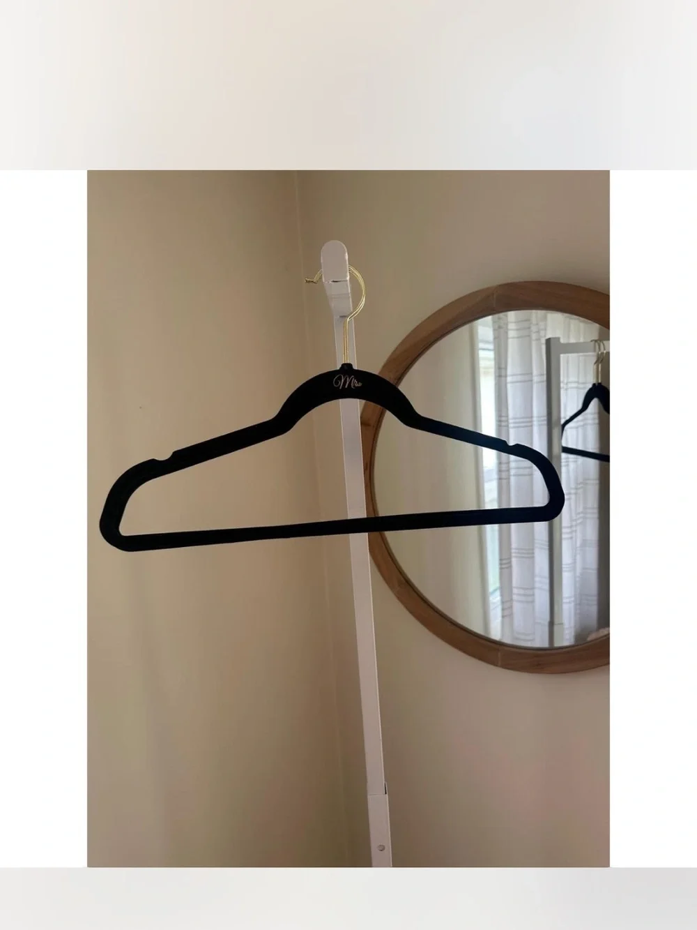 Mrs Black Velvet Wedding Hanger with Gold Hook